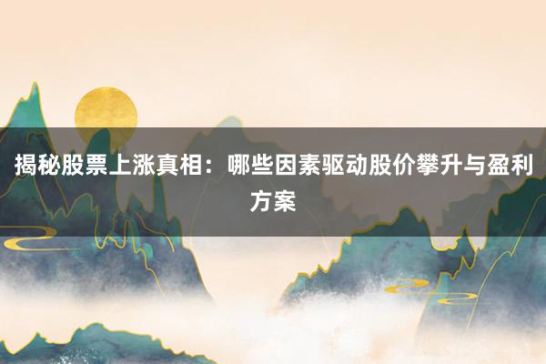 揭秘股票上涨真相：哪些因素驱动股价攀升与盈利方案