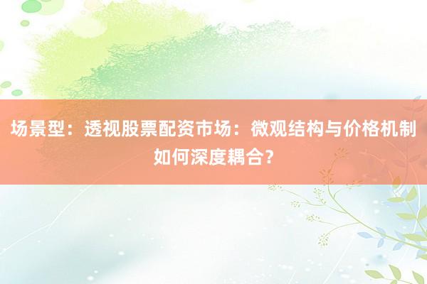 场景型：透视股票配资市场：微观结构与价格机制如何深度耦合？