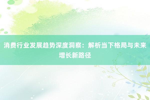 消费行业发展趋势深度洞察：解析当下格局与未来增长新路径